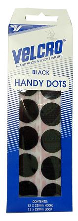 VELCRO BLACK HANDY DOTS ADHESIVE